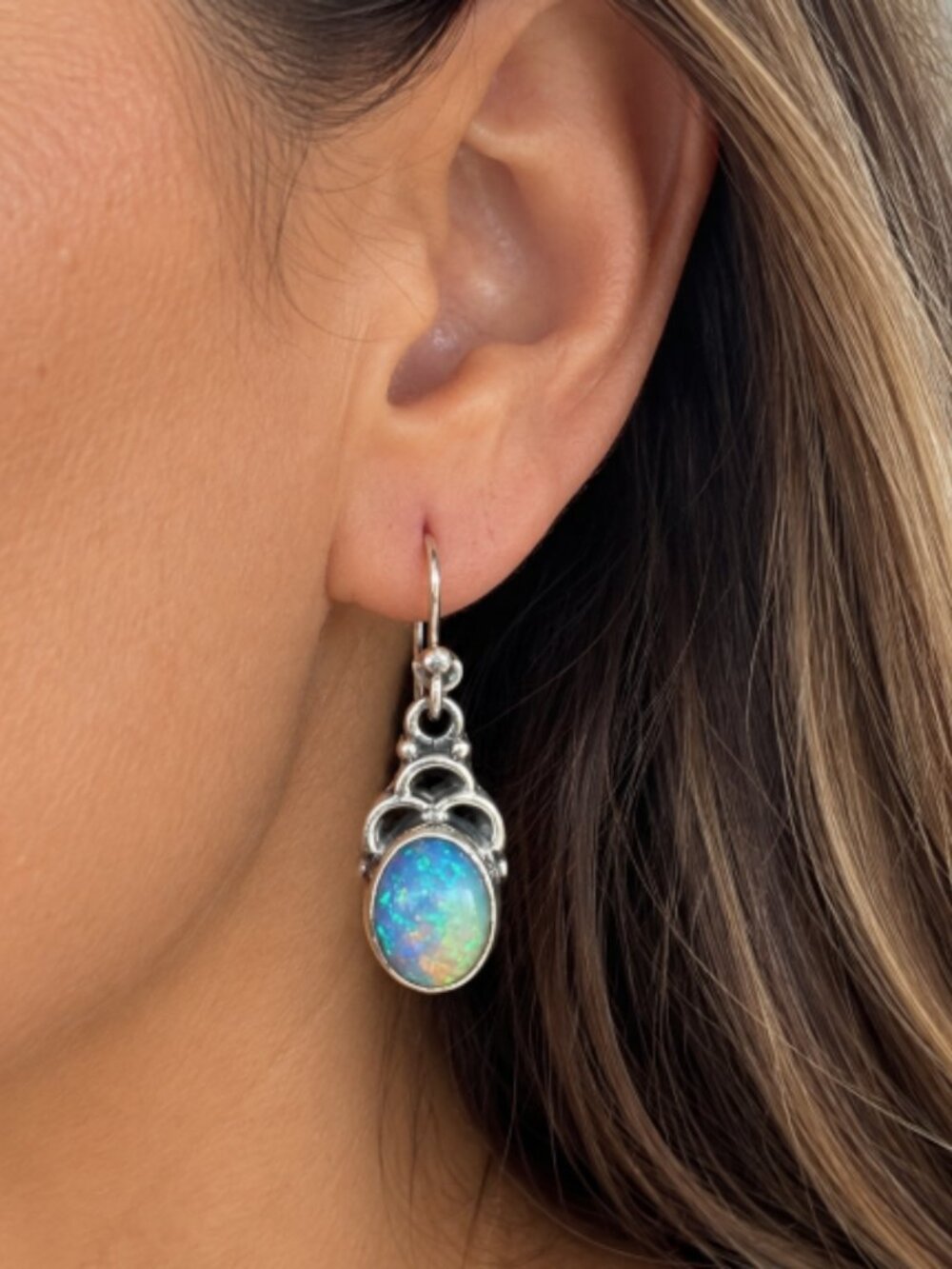 Ethiopian Opal Earrings: Sterling Silver Earrings